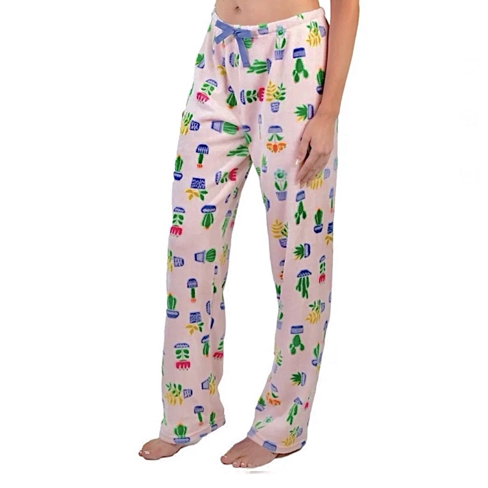 NEW Jo & Bette plush pajama lounge pants with a succulent print